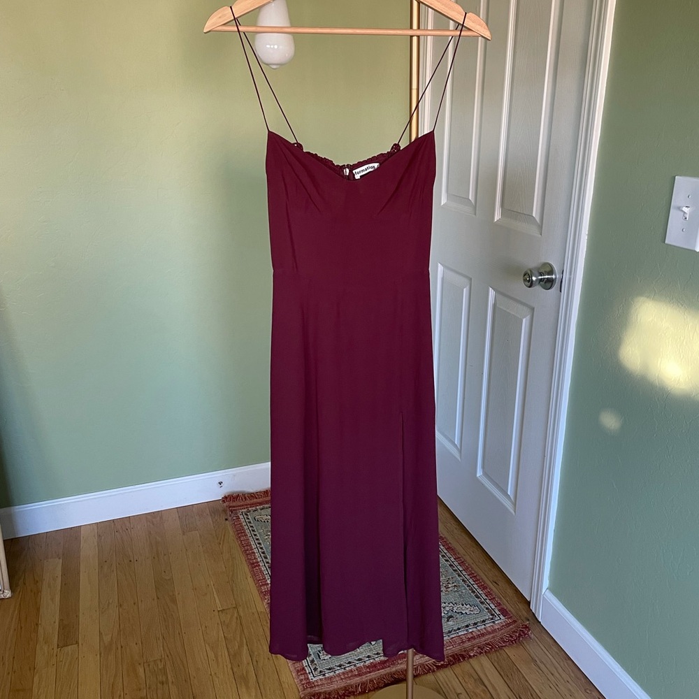 reformation juliette dress size 0 in purple/burgundy